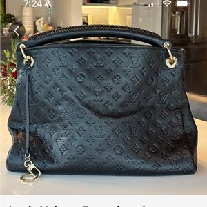 Louis Vuitton Black Monogram Shoulder Bag with Gold Accents
